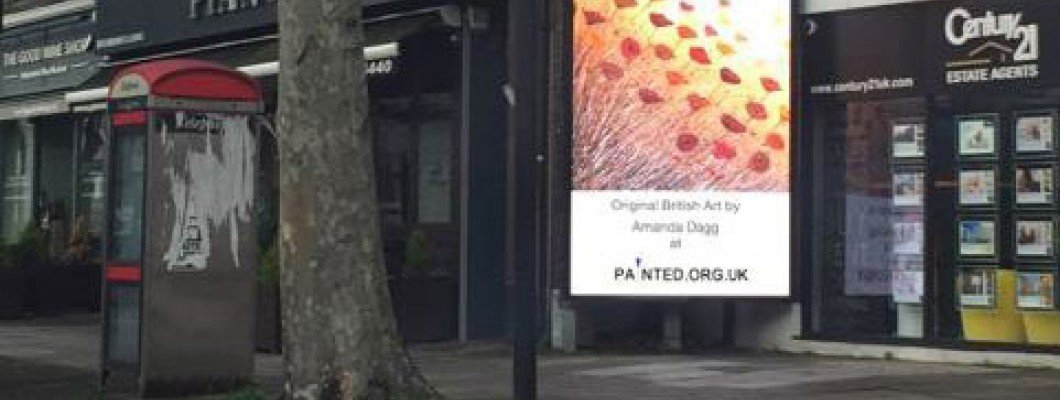 My painting promoted on several billboard LED digital displays in London UK