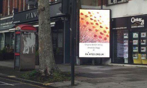 My painting promoted on several billboard LED digital displays in London UK