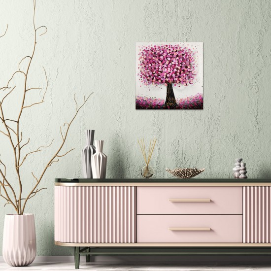 "Bountiful Blossom" an original painting of a pink tree by artist Amanda Dagg
