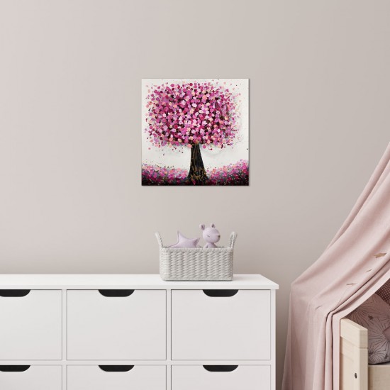 "Bountiful Blossom" an original painting of a pink tree by artist Amanda Dagg