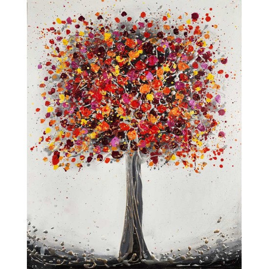 "Abundance" an original painting of a red tree